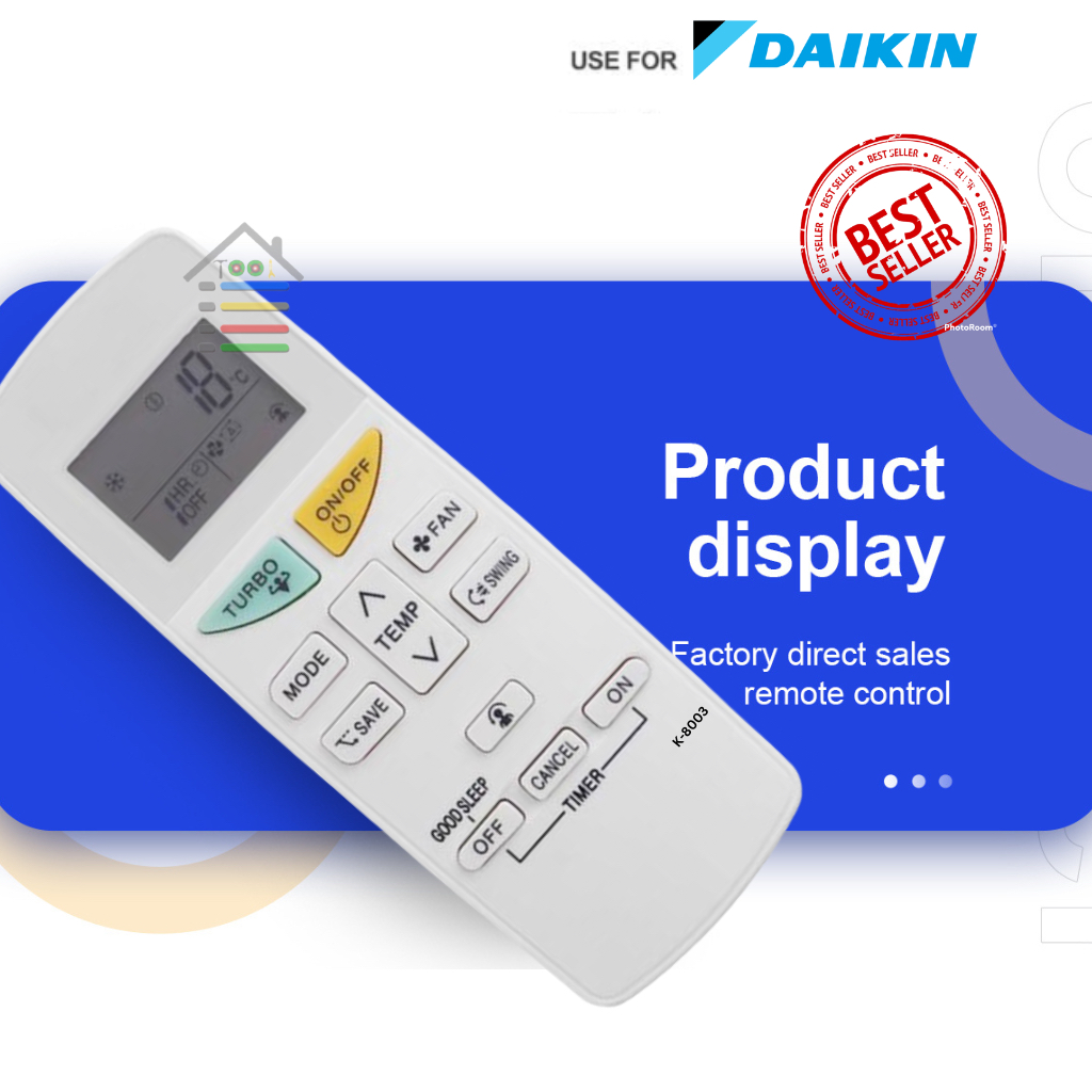 REMOTE AC DAIKIN MULTIFUNGSI 0.5 - 2 PK LANGSUNG PAKAI TANPA SETTING 8003