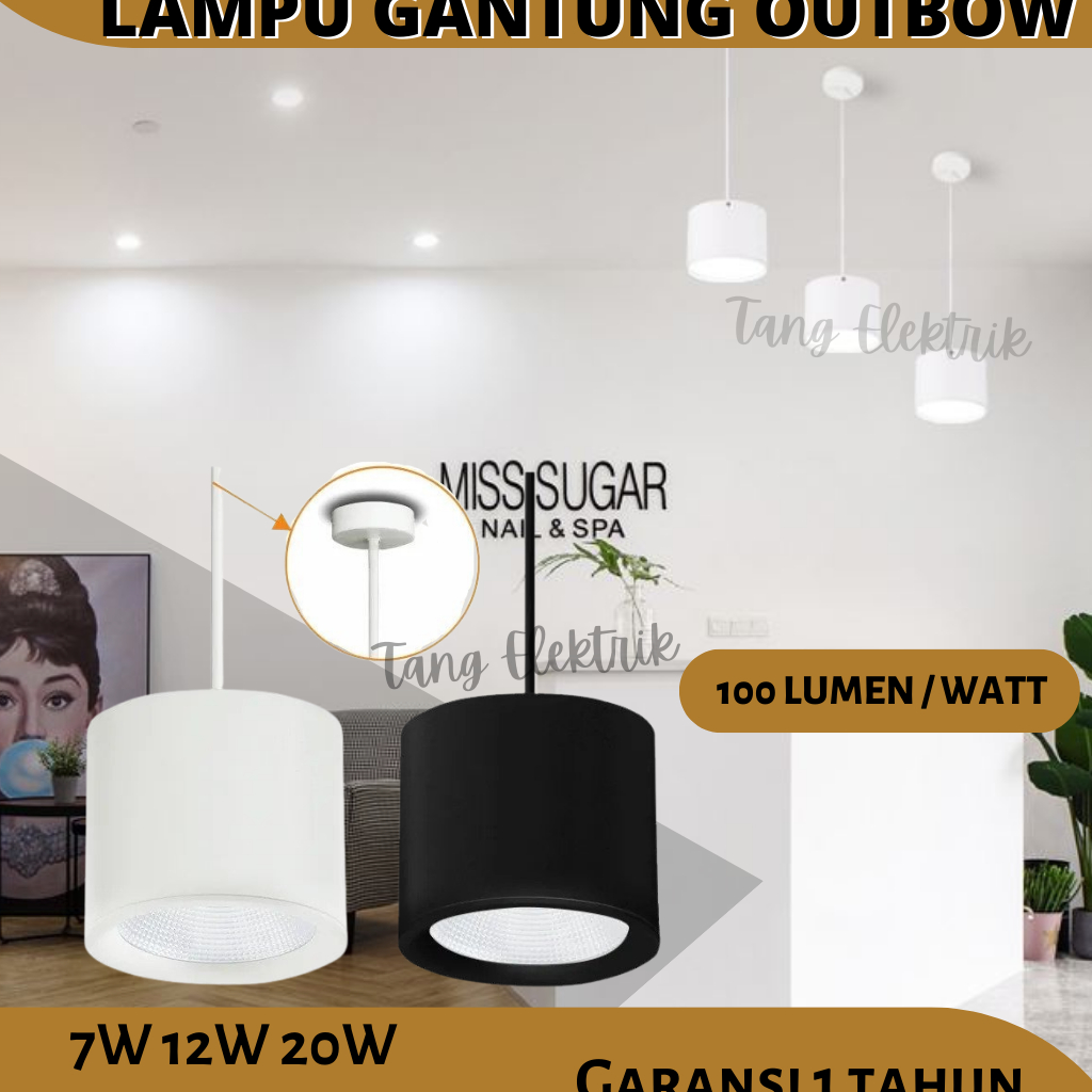 Lampu Outbow Downlight LED Lampu Plafon Bulat Gantung 7W 12W 20W Garansi 1 Tahun