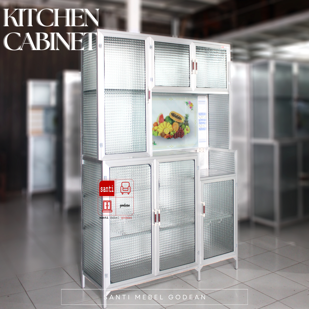 Lemari Dapur Rak Piring Aluminium 3 pintu MDR silver BMCTRAP Tebal