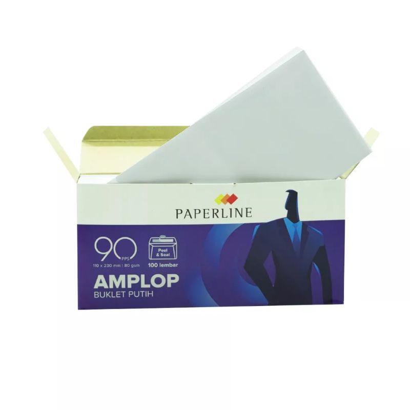 

AMPLOP PAPERLINE 90 PANJANG 110 × 230 | 80GSM PUTIH POLOS