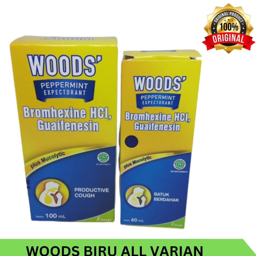 WOODS peppermint BIRU SIRUP 60 ml Obat Batuk Berdahak Pilek Flu Bersin