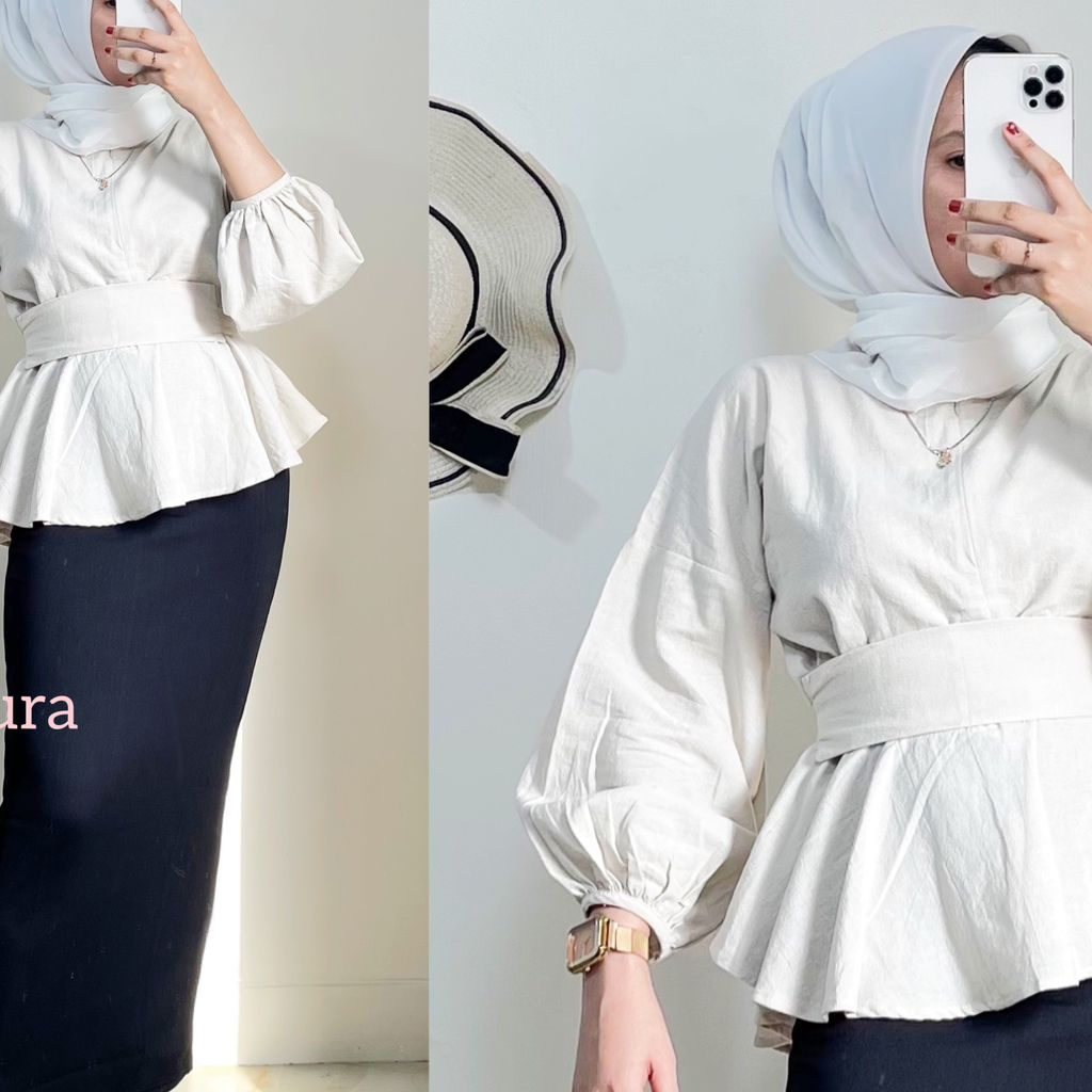 Atasan wanita lengan panjang/ blose wanita lengan panjang free belt/ blouse kekinian/ atasan terbaru