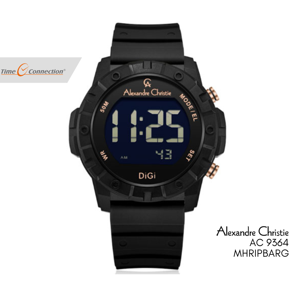 Alexandre Christie AC 9364 MHRIPBARG Hitam Rosegold Original / Jam Tangan Pria Digital Karet