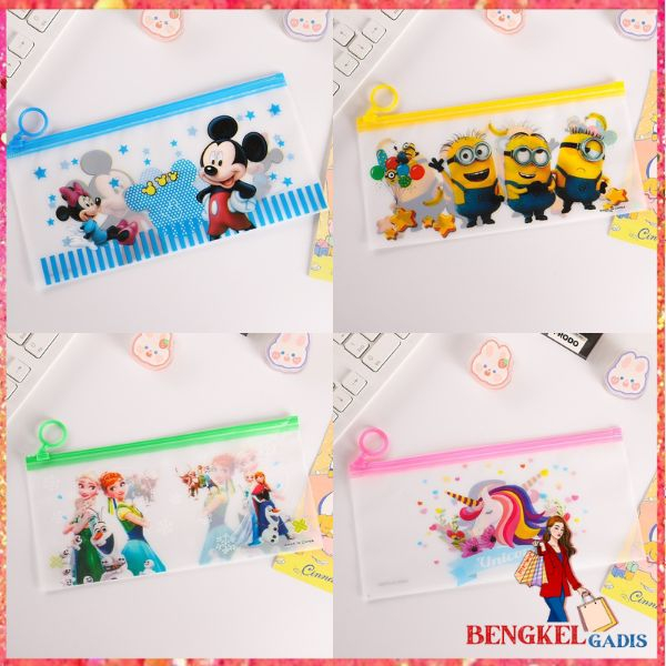 

BG Tempat Pensil Pulpen Transparan Ziplock Karakter Serbaguna Pouch Zip Lock Penyimpanan Kosmetik Pouch Zipper Pencil Case Tempat Penyimpanan Alat Tulis