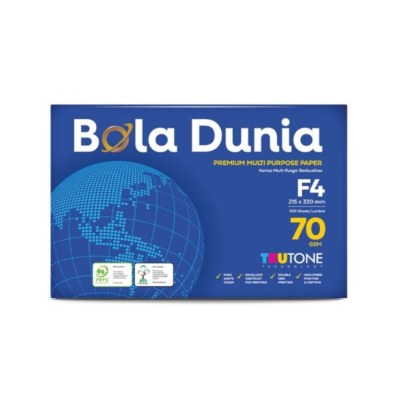 Kertas F4 Folio 70 Gram Bola Dunia 100 Lembar