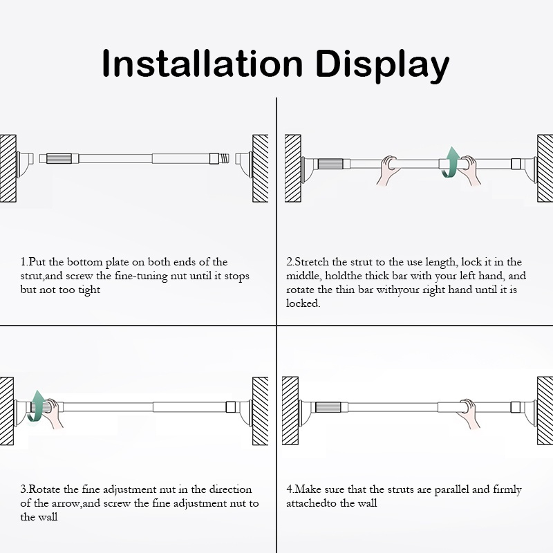 Tiang Gantungan Pakaian Multifungsi 50-300cm Stainless Steel Clothes Rail/Tiang Pipa Fleksibel/Tiang Kamar Mandi