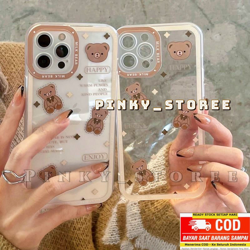 CASING OPPO A17/ A17K/ A77S/ A57 2022/ A96/ A95/ A76/ A74 4G/ A16E/ A16K/ A16/ A15/ A15S/ A33 2020/ A53/ A52/ A92/ A12/ A11K/ A5S/ A7/ A9 2020/ A5 2020/ A31 2020/ A3S/ A1K/ SOFTCASE PROTECTOR CAMERA MOTIF BEAR/ BERUANG/ LOVE WHITE BLACK