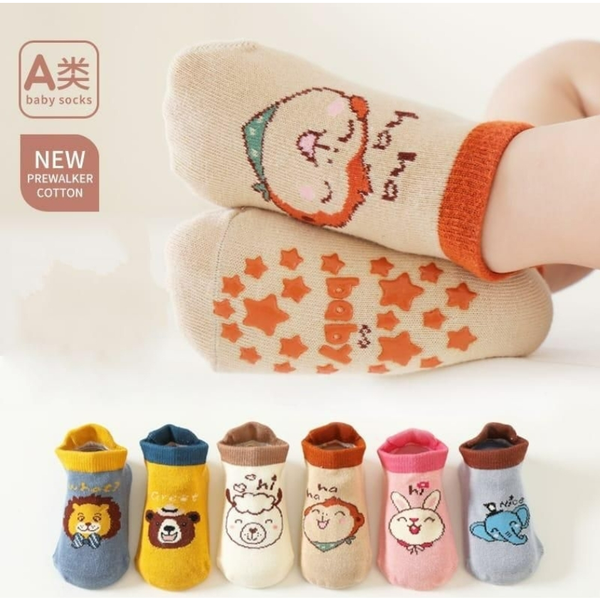 Kaos Kaki Anti Slip 0-1 Tahun Garis Bayi Anak High Quality List Animal Lucu CBKS VC