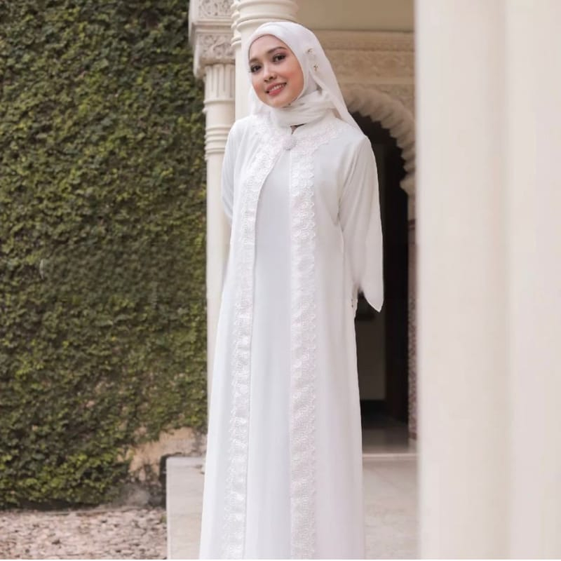 GAMIS FASHION WILONA DRESS BROKAT BAJU MUSLIM WANITA DEWASA TERBARU POLOS PUTIH TERBARU MIX RENDA BE