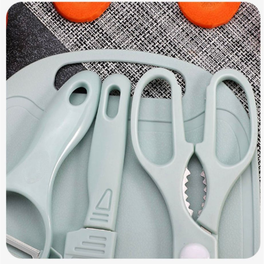 Pisau Set 4in1 Talenan Gunting Dapur Pengupas Buah Knife Peeler Set 4in1