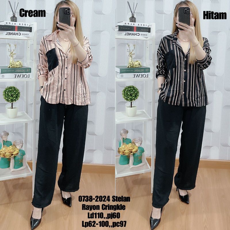 0738# SETELAN KERAH CP KATUN RAYON KOMB CRINKLE IMPORT