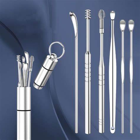 ALAT PEMBERSIH TELINGA 8PCS / KOREK KUPING 8 IN 1 / EAR PICK CLEANER STAINLESS STEEL