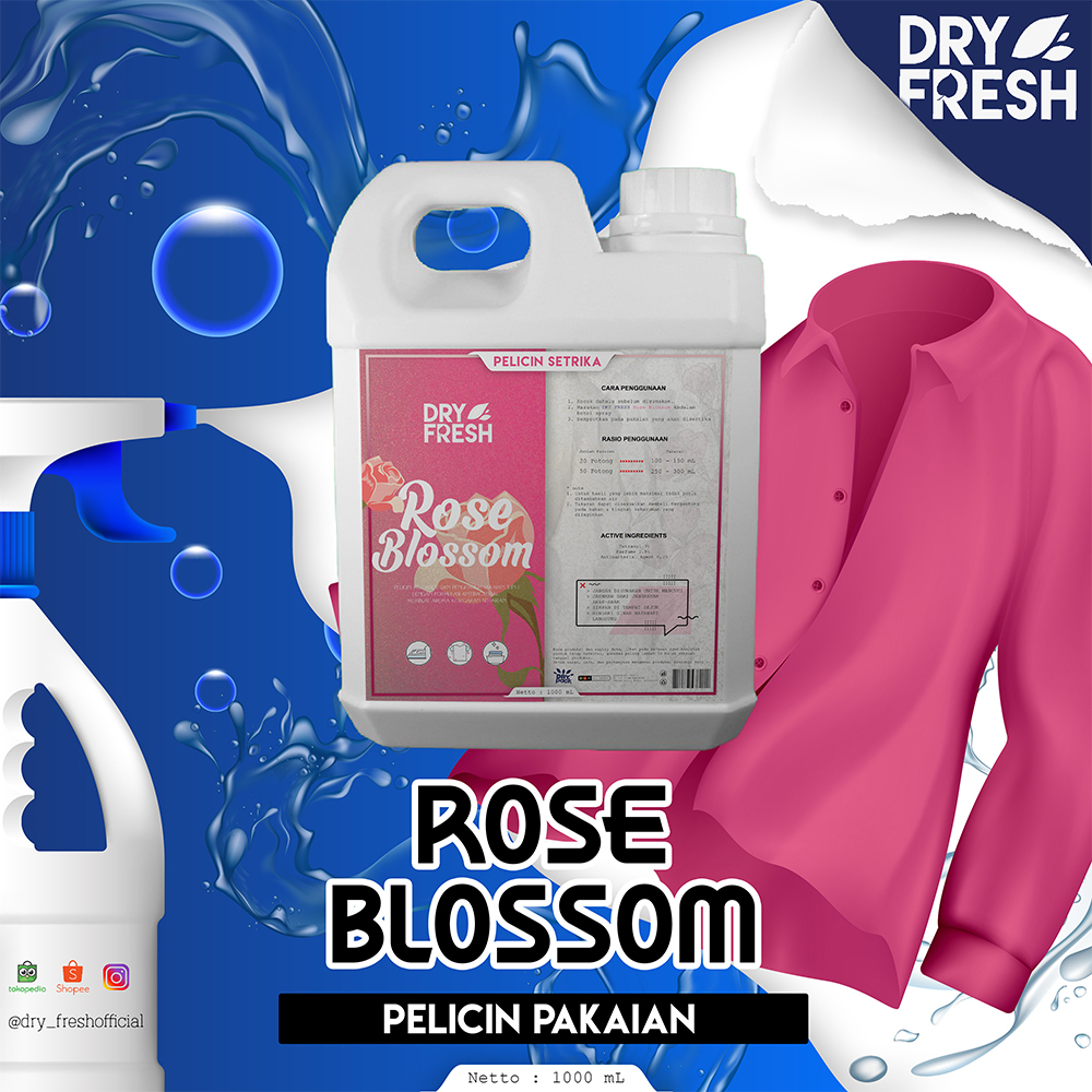 Pelicin setrika PREMIUM Pewangi setrika Laundry 1 Liter DRYFRESH ROSES BLOSSOM-