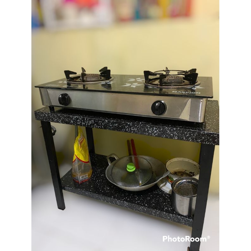 Meja Kompor 2 Tungku Kayu Portabel / Meja Tv Minimalis Modern Terbaru / Meja Aquarium Minimalis Mode