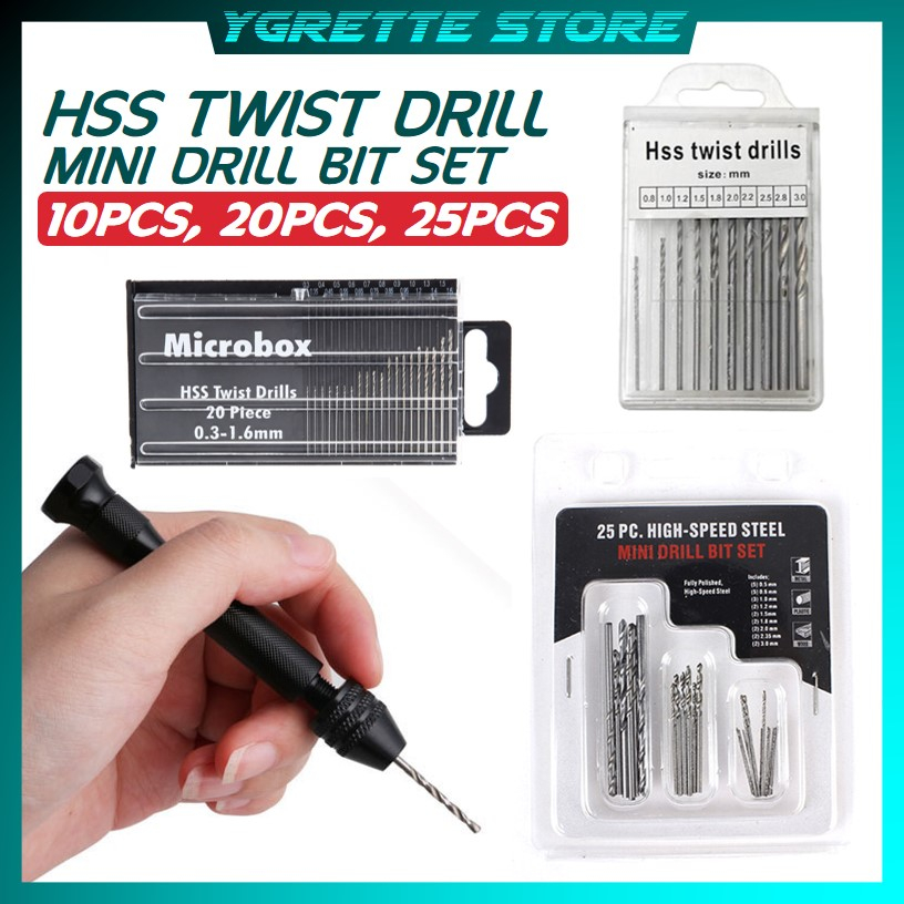 YGRETTE - PALING MURAH BOR TANGAN MINI MANUAL BOR HSS TWIST DRILL 10PCS 20PCS 25PCS SET