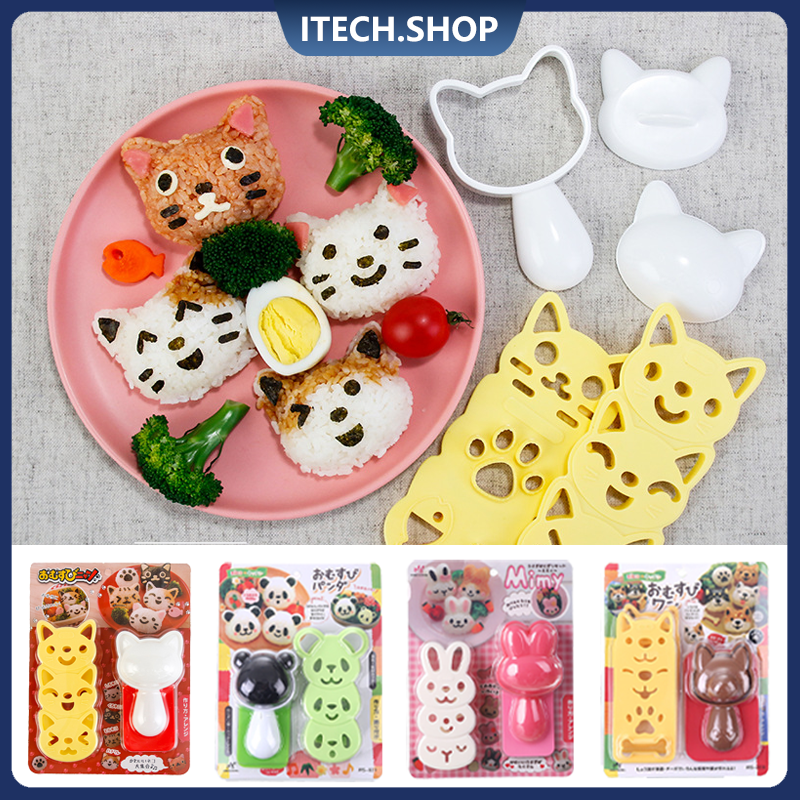 Cetakan Nasi Bento Sushi Onigiri Set Pembuat Sushi Mold Makanan Bentuk Kucing Rabbit Panda