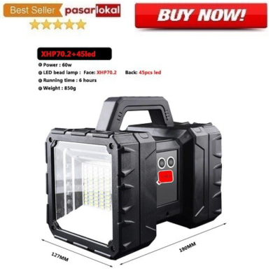 Jual Senter LED Flashlight Super Bright USB Rechargeable XHP70 45 SMD LED Berkualitas