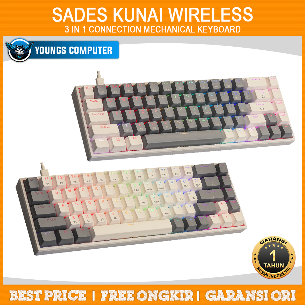 SADES KUNAI 3 in 1 Connection Mechanical Gaming Keyboard Wireless