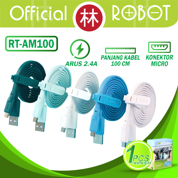 Robot RT-AM100 Kabel Data Cable Micro USB 2.4A 1 M - 1 TOPLES 30 Pcs