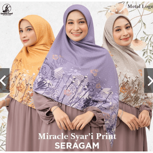 Umama Scarf Voal Miracle Syari Motif Seragam Jilbab Segiempat Syar'i