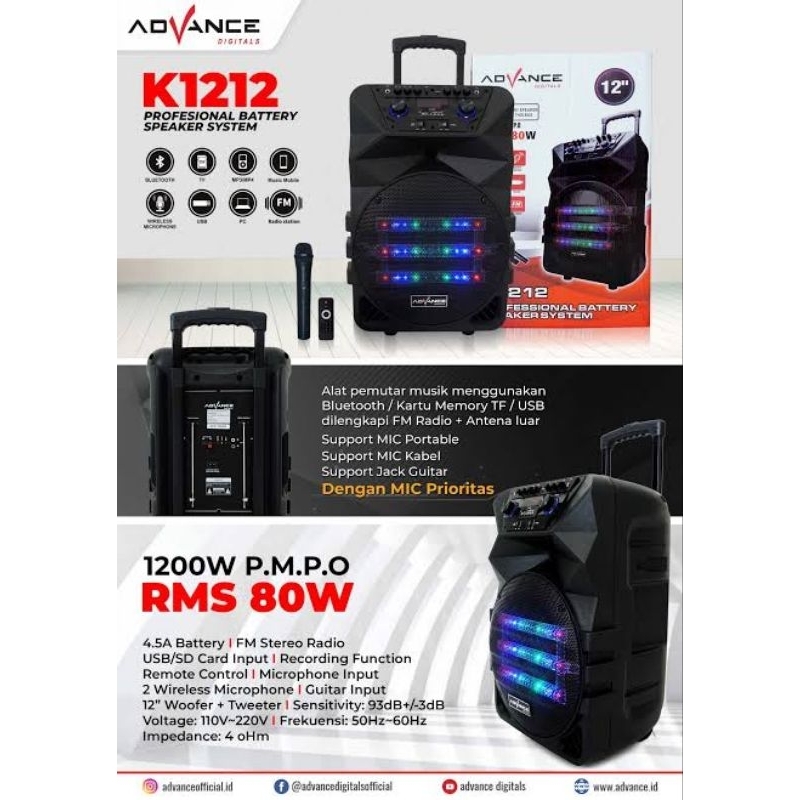 Advance K1212 Speaker Bluetooth Portable