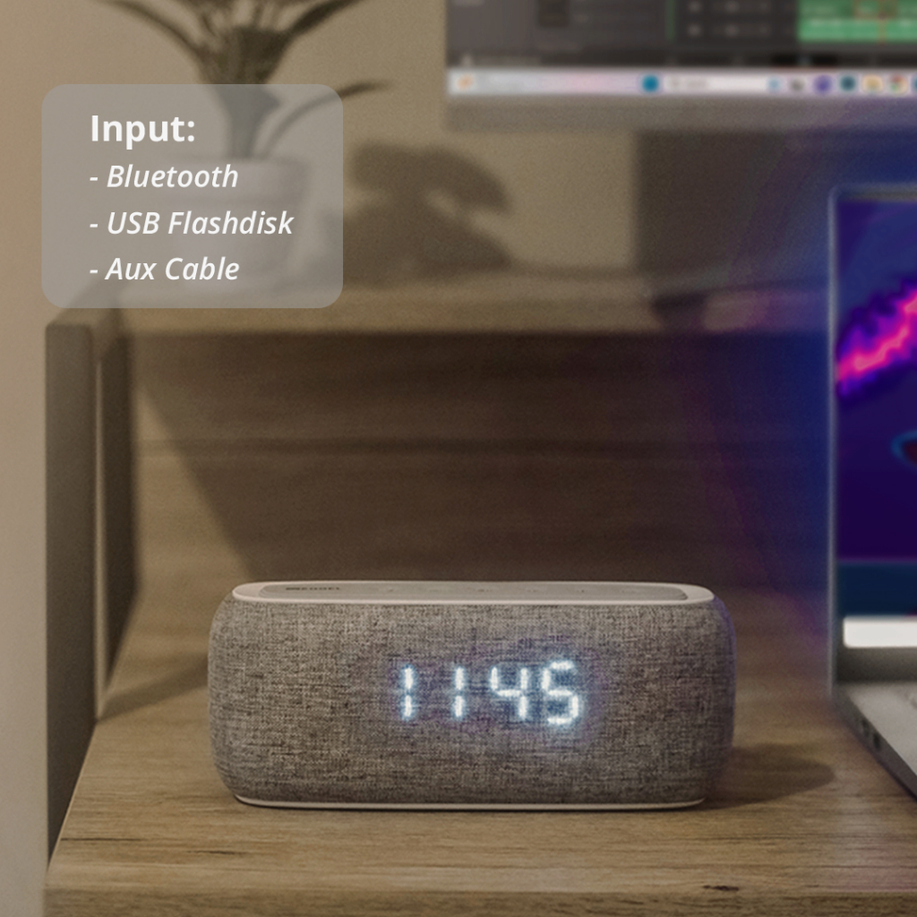 Eggel Home Clock + Radio + Portable Bluetooth Speaker