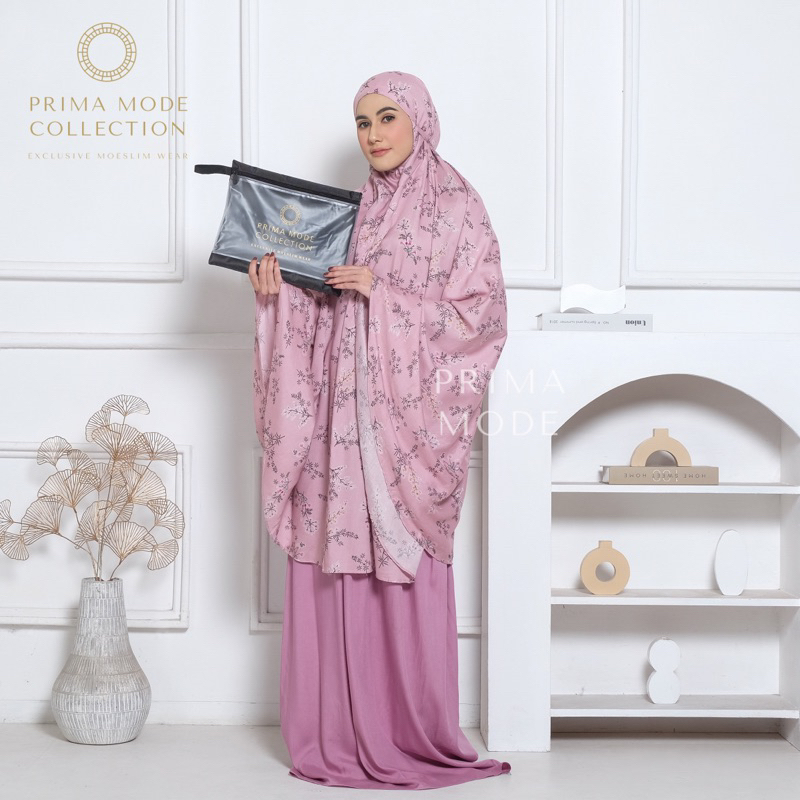 PRIMA MODE - Mukena Azura Series | Mukena  Katun 2in1 Traveling Pouch Motif | Mukena 2in1 Resleting