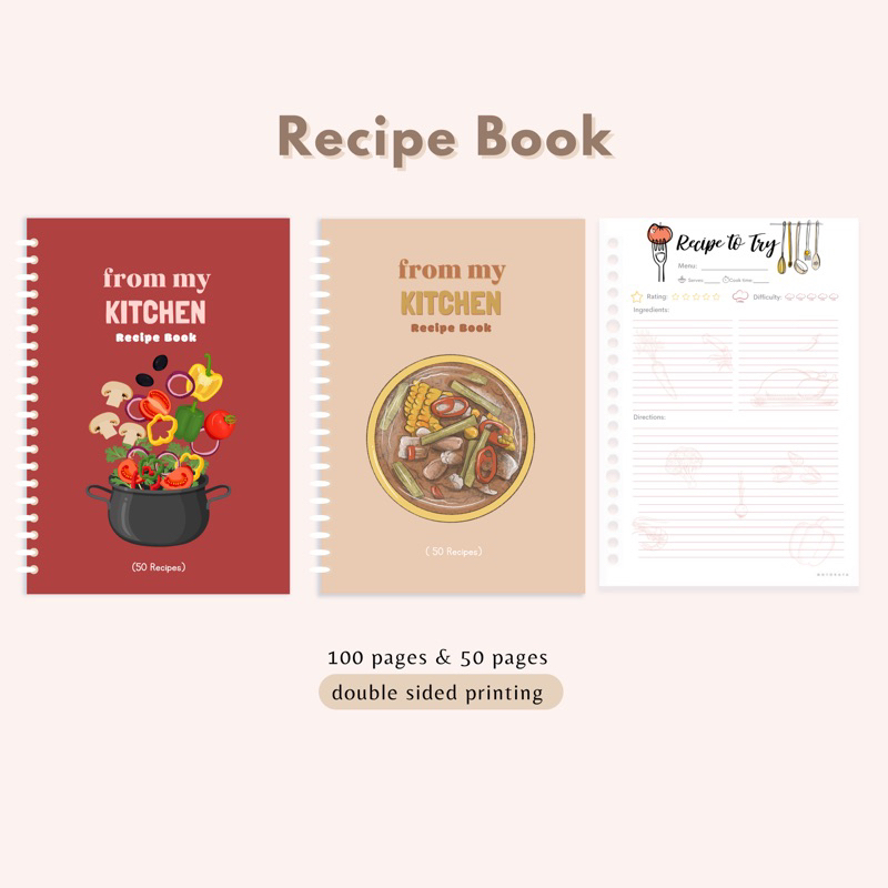 

Recipe Book | Buku Catatan Resep (50 halaman & 100 halaman) Notebook