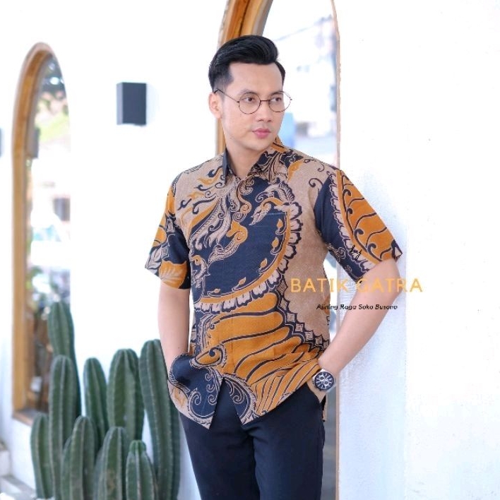 Kemeja batik pria lengan pendek uwer estik lapis furing