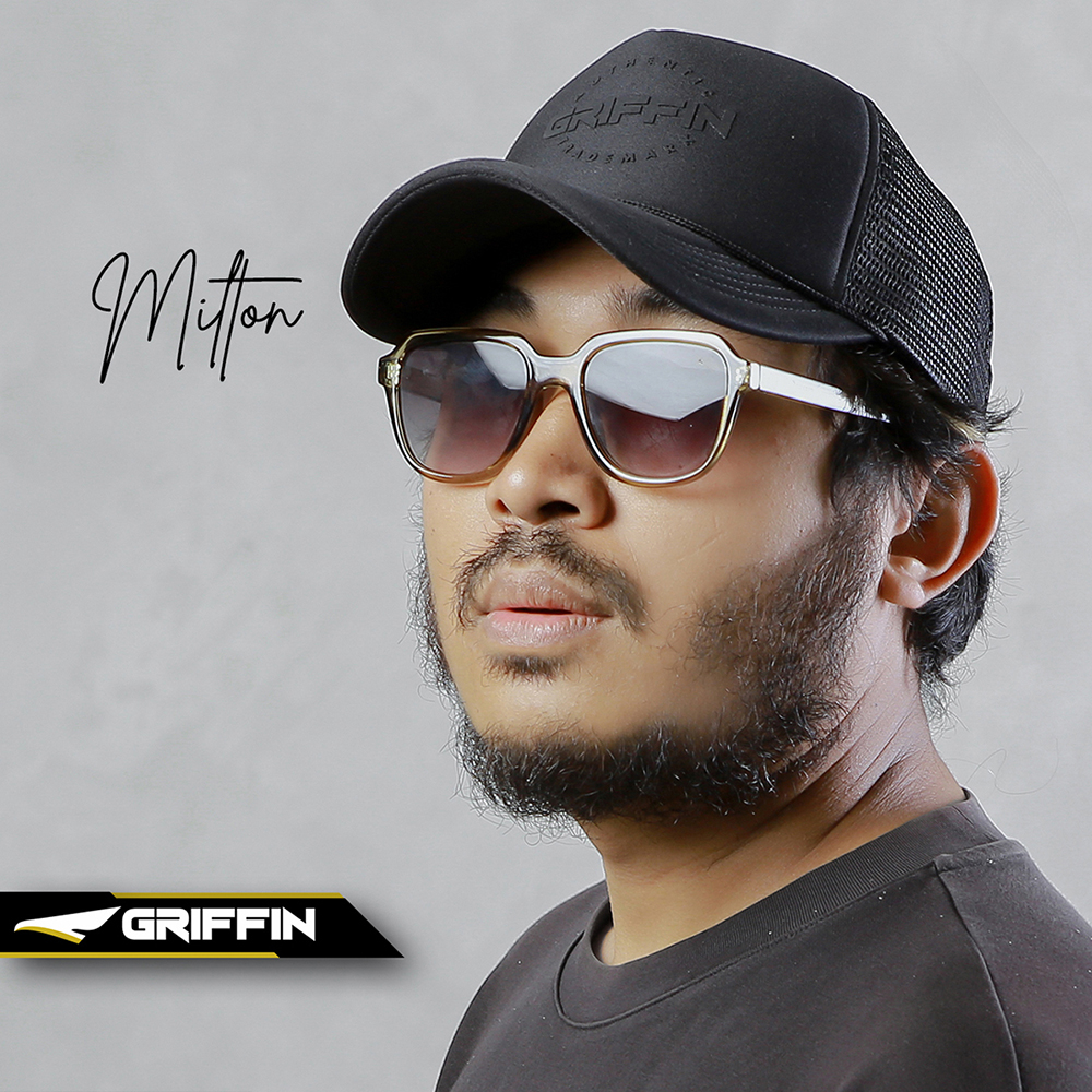 Topi Trucker Pria Keren Sablon Hi-Density Timbul Milton Hitam by Griffin Apparel