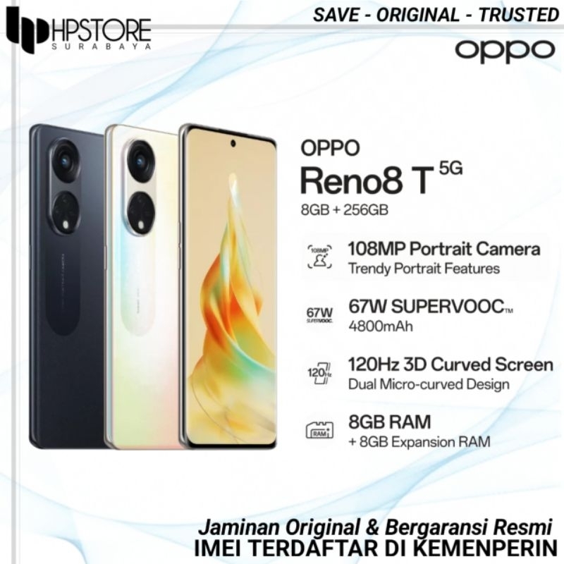 OPPO Reno8 T 5G 8GB/256GB New Original &amp; Bergaransi Resmi Oppo Seindonesia