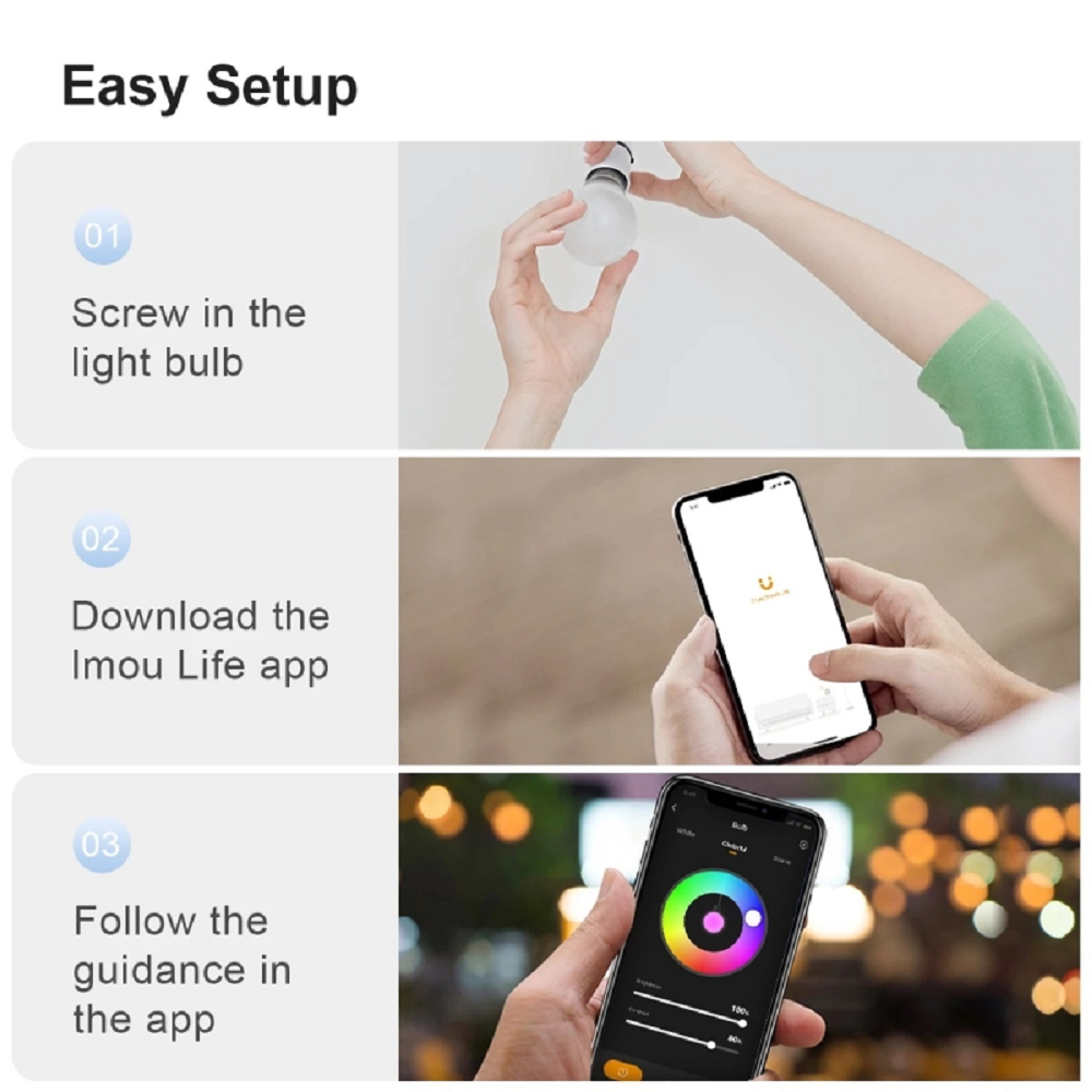 IMOU B5 CL1B-5 9W 5 PACK WIFI SMART COLOR LIGHT BULB BOHLAM LAMPU