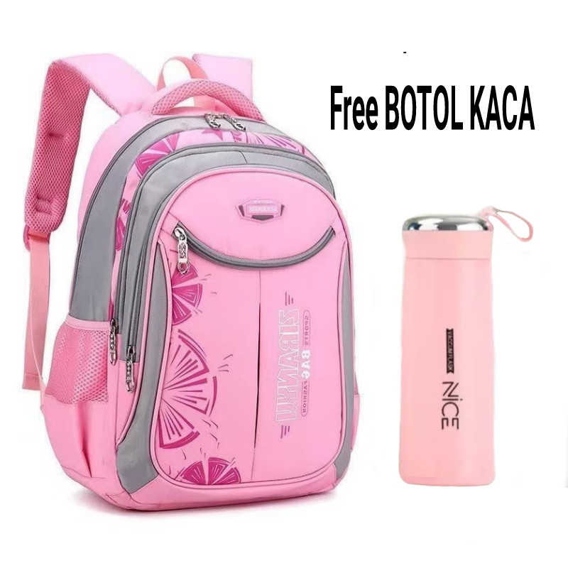 BPT STORE Tas Ransel Anak Sekolah Uniseks tas Sekolah Anak Laki-laki perempuan SD SMP SMA Kapasitas besar Tahan Air Nilon Berkualitas Model Terbaru 2023 Korea Untuk Remaja TAS  RANSEL ALA GAYA STYLE KOREA 2023 FREE BOTOL KACA