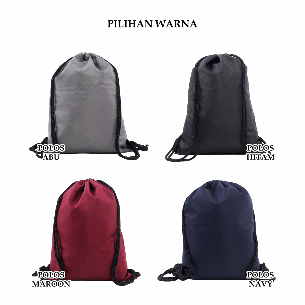 TAS SERUT PRIA WANITA WATERPROOF - TAS GYMSACK STRING BAG DRAWSTRING POLOS ANTI AIR