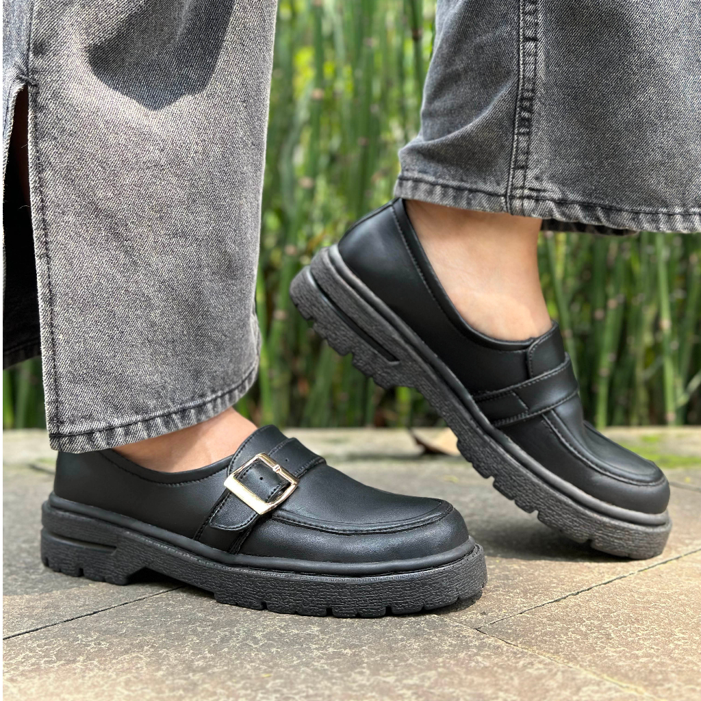 Sepatu pantofel wanita kerja formal cewek sekolah bahan kulit sintesis  ST. 50