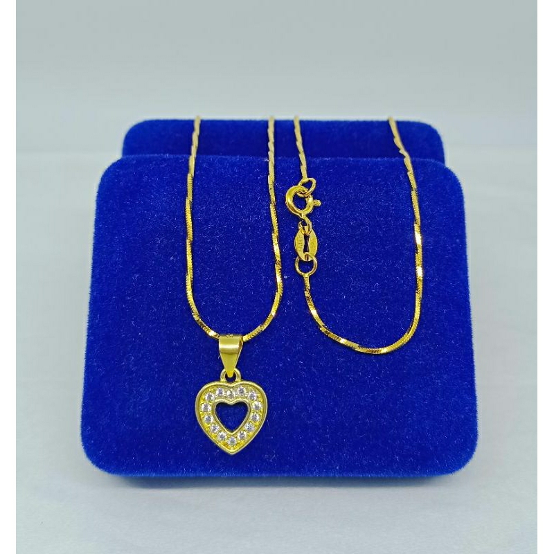 kalung rantai kasandra lilit+liontin love mp/perak asli silver 925 lapis emas/perhiasan fashion wanita terbaru