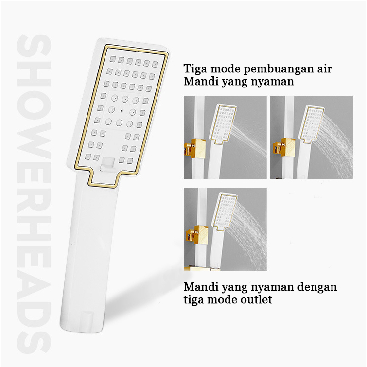 ⚡Ready&amp;Garansi 3 tahun⚡KERROGEEShower Kamar Mandi  4 Dalam 1/Keran Shower Panas Dingin Dengan Faucet/Full Set Kuningan Persegi Putih Gold KY