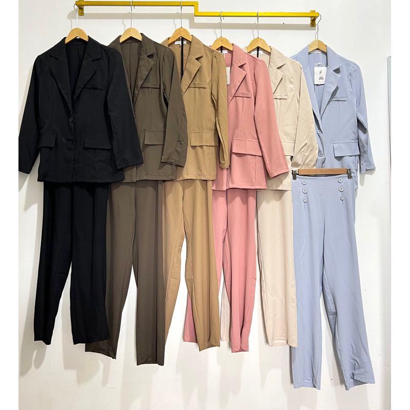 Yulia set stelan blazer baggy pants premium import bangkok Bkk