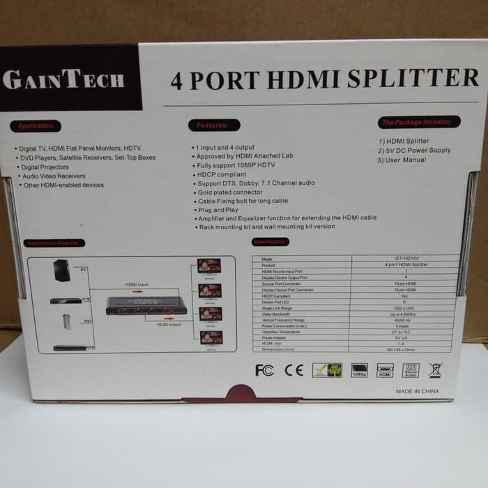 Gaintech 4Port HDMI Splitter Support 3D