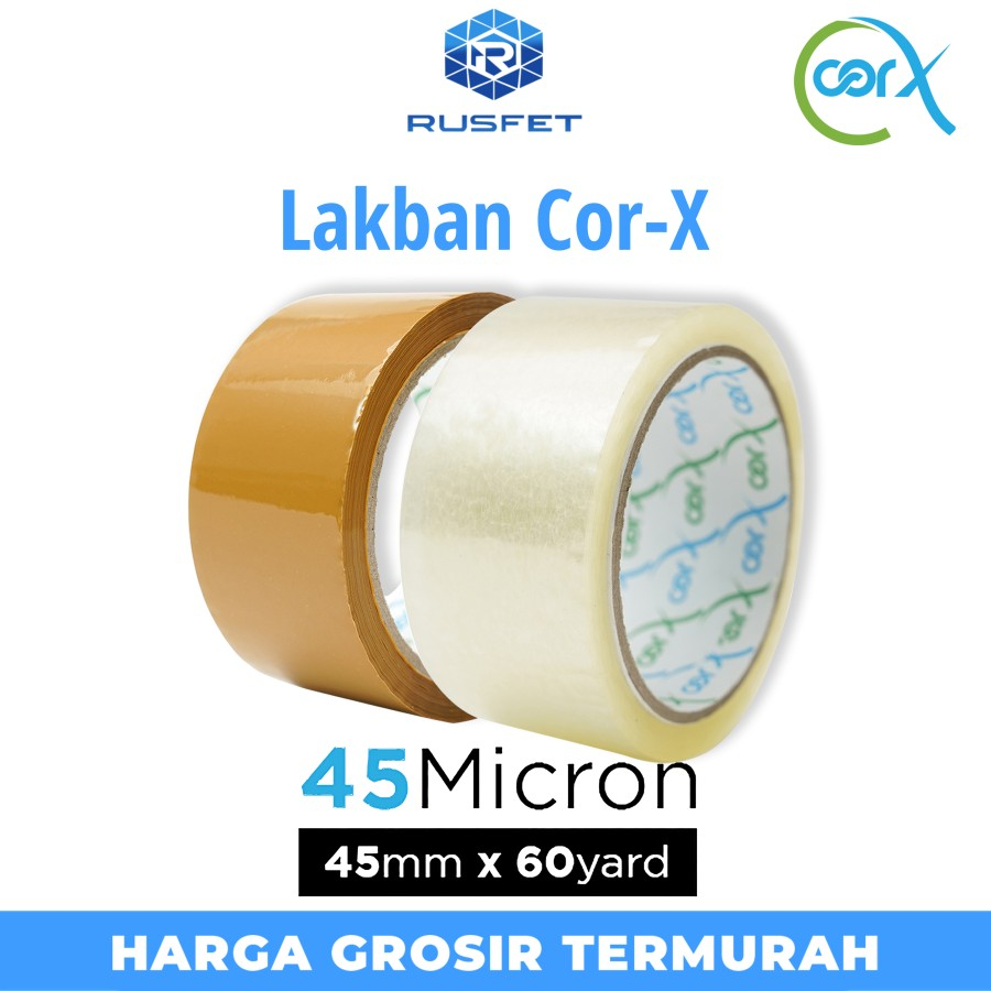 

Lakban CorX 45mm x 60yard Plakban isolasi OPP Tape SATUAN TERMURAH