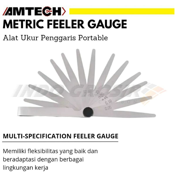 Metric Feeler Gauge 0.05 - 1mm Alat Pengukur Jarak Celah Alat Ukur Penggaris Portable 13 Blade 0.05 - 1 mm Murah