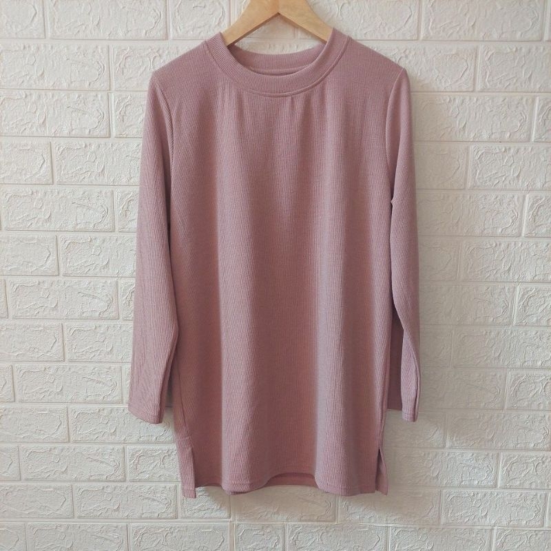 (PRELOVED) Atasan Kaos Knitted Warna Pink