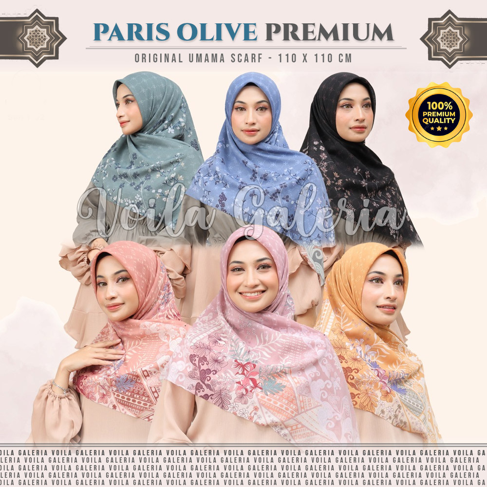 Hijab Segi Empat Umama Voal Paris Olive Premium - Jilbab Seragam Segiempat Kerudung