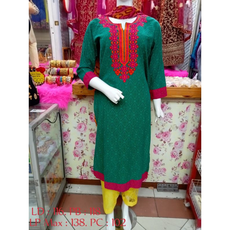 Kurti Set Punjabi Lengan Panjang Baju India wanita perempuan Lengkap Celana Selendang Tapasya Icha Naagin