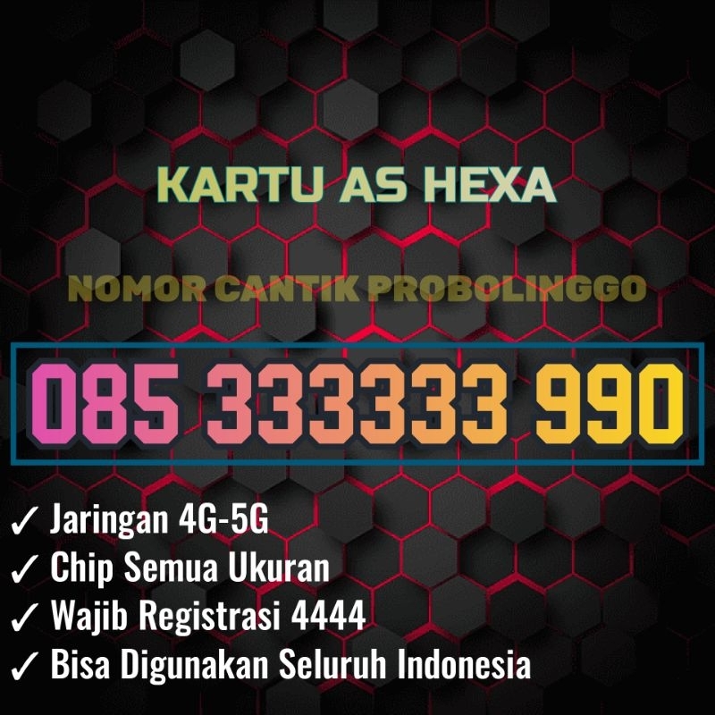 PROMO...... Kartu Telkomsel Kartu As Simpati Loop As Prabayar Nomor Cantik Hexa 333333 Spesial Murah