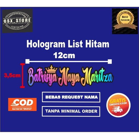 

TERLARIS DAN TERMURAH CUTTING STICKER HOLOGRAM LIST HITAM, HITAM LIST HOLOGRAM, PUTIH LIST HOLOGRAM, PUTIH LIST HITAM (REQUEST NAMA BEBAS APA SAJA, BOLEH CUSTOM NAMA SUKA-SUKA)