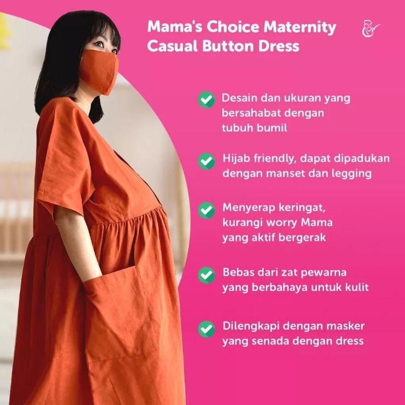 MATERNITY CASSUAL BUTTON DRESS MAMA'S CHOICE- BAJU/ DRESS HAMIL KEKINIAN