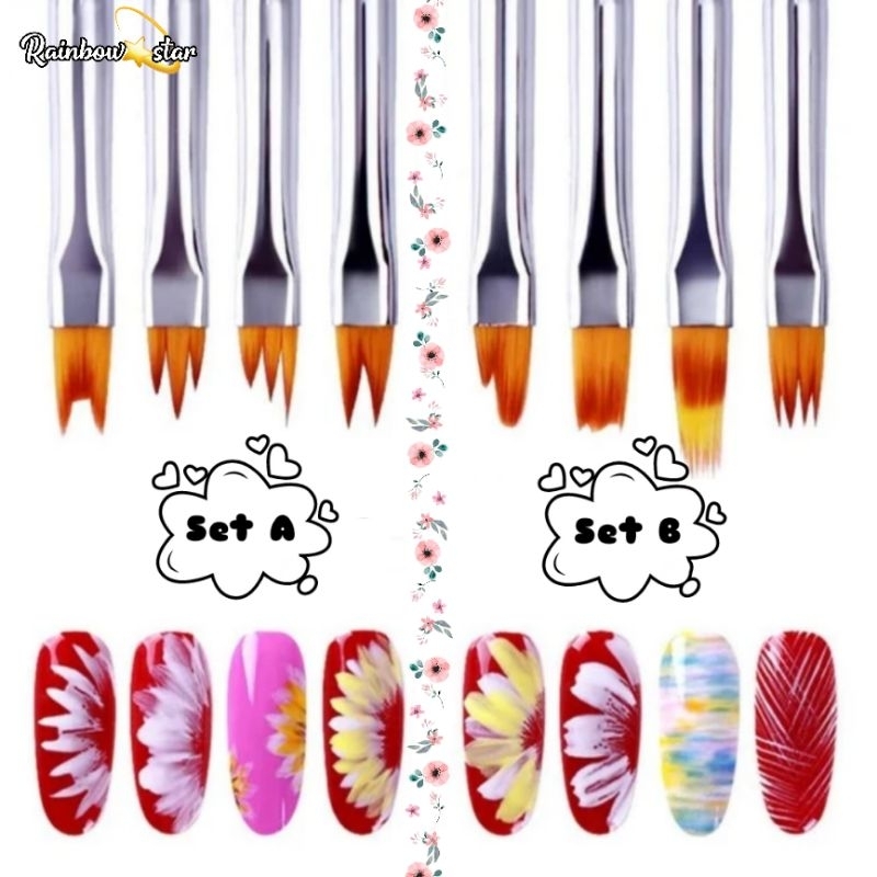 Set Pen Brush Nail Art Flower Line / Kuas Lukis Kutek Gambar Bunga Garis