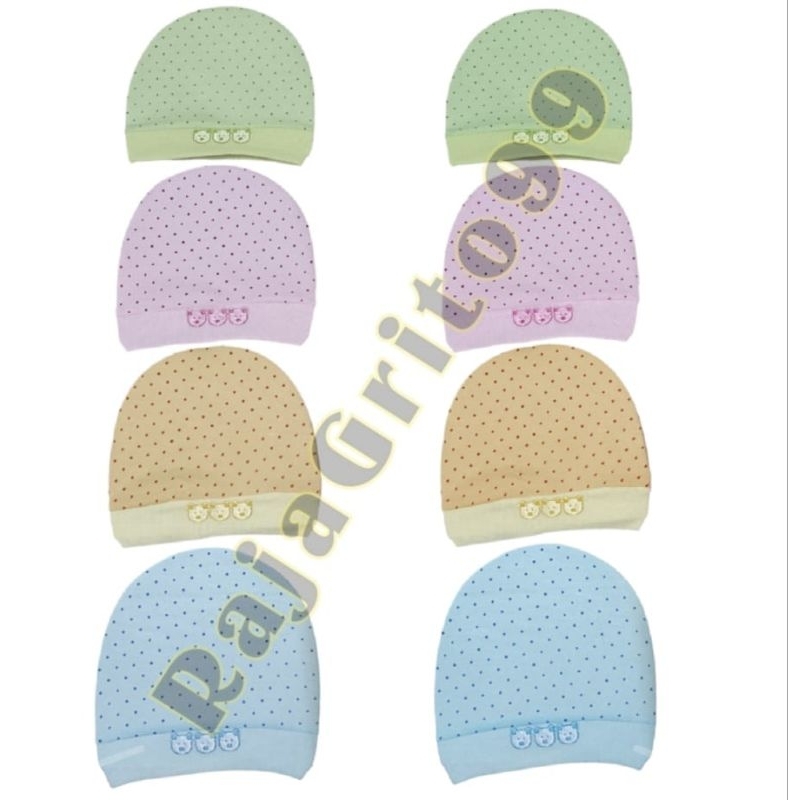 Topi Bayi Polkadot Newborn / Kupluk Bayi Tabur Bintik / Topi Bayi Warna