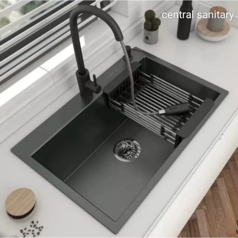 paket kitchen sink LUNAR 5243 hitam black / wastafel cuci piring dapur kotak